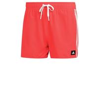 adidas Hombre 3-Stripes CLX Very-Short-Length Swim Shorts, App Solar Red, L