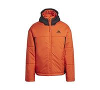 adidas Hombre BSC 3-Stripes Puffy Hooded Jacket, Semi Impact Orange/Black, L