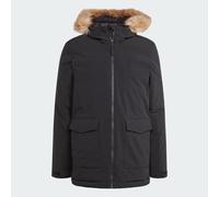 Adidas Hombre Capucha Piel Parka Negro Invierno Chaqueta Sintética Abrigo BNWT