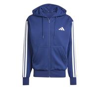 adidas Hombre Essential Three Stripes Fleece Zipper Hoodie, Dark Blue/White, S