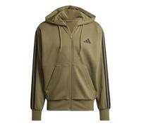 adidas Hombre Essential Three Stripes Fleece Zipper Hoodie, Olive strata/Black, XXL