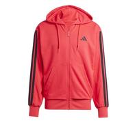 adidas Hombre Essential Three Stripes French Terry Fullzip Hoodie, Pure Ruby/Black, L