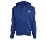 adidas Hombre Essential Three Stripes French Terry Fullzip Hoodie Sweatshirt, Dark Blue/White, M