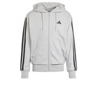 adidas Hombre Essential Three Stripes French Terry Fullzip Hoodie Sweatshirt, Medium Grey Heather/Black, S