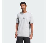 Adidas Uomo Essential Three Stripes Single Jersey tee, Medium Grey Heather/Black, XS