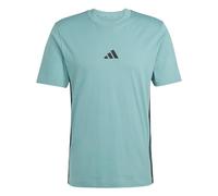 adidas Hombre Essential Three Stripes Single Jersey tee, Powder Teal/Black, XL