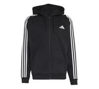 adidas Hombre Essentials 3-Stripes Fleece Full-Zip Hoodie Sweatshirt, Black/White, L