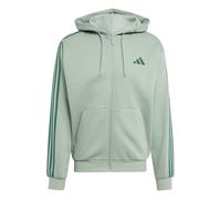 adidas Hombre Essentials 3-Stripes Fleece Full-Zip Hoodie Sweatshirt, Silver Green/Collegiate Green, S