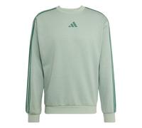 adidas Hombre Essentials 3-Stripes Fleece Sweatshirt, Silver Green/Collegiate Green, S