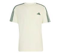 adidas Hombre Essentials 3-Stripes Single Jersey Left Chest Nded Shirt, Ivory/Collegiate Green, S