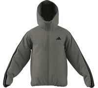 adidas Hombre Essentials CLIMAWARM 3 Stripes Insulated Hooded Jackets, silver pebble, M