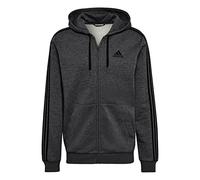 adidas Hombre Essentials Fleece 3-Stripes Full-Zip Hoodie, Dark Grey Heather, 5XL