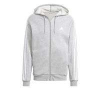 adidas Hombre Essentials Fleece 3-Stripes Full-Zip Hoodie, Light Grey, XXS