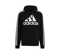 adidas Hombre Essentials Fleece 3-Stripes Logo Hoodie, Black/White, XL