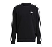 adidas Hombre Essentials Fleece 3-Stripes Sweatshirt, Black/White, L