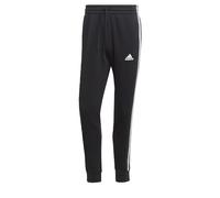 adidas Hombre Essentials Fleece 3-Stripes Tapered Cuff Pants, Black / White, L