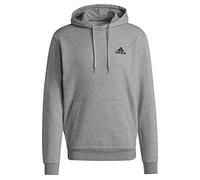 adidas Hombre Essentials Fleece Hoodie, Medium Grey Heather / Black, L