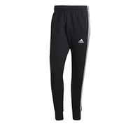 adidas Hombre Essentials French Terry Tapered Cuff 3-Stripes Pants, Black / White, S