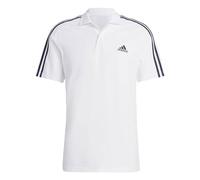 adidas Hombre Essentials Piqué Embroidered Small Logo 3-Stripes Polo Shirt, White / Black, S