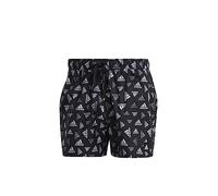 adidas Hombre Logo Print CLX Swim Shorts Very Short Length, Black/White, M