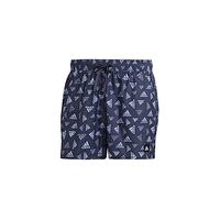 adidas Hombre Logo Print CLX Swim Shorts Very Short Length, Shadow Navy/Blue Dawn, XS