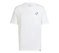 adidas Hombre Lounge Slides Graphic Pocket T-Shirt, White, M