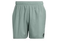 adidas Hombre Solid CLX Short-Length Swim Shorts, Silver Green/Black, M