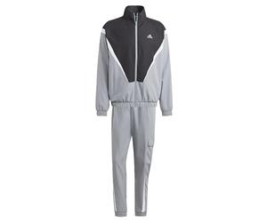 adidas Hombre Sportswear Woven Non-Hooded Track Suit, Grey/Black, M