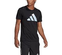 Adidas Hombre T-Shirt (Short Sleeve) Run Icons 3 Bar, Black, HR3243, S