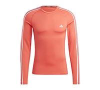 adidas Hombre Techfit 3-Stripes Training Long Sleeve tee, Bright Red, 3XL