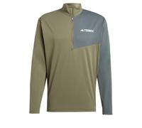 adidas Hombre Terrex Multi Climacool Half Zip Long Sleeve, Olive Strata, L