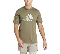 adidas Hombre Train Essentials Seasonal Brand Love Camo tee, Olive strata/Dark Blue, M