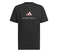 adidas Hombre Worldwide Hoops Logo Performance Graphic tee, Black/White, S