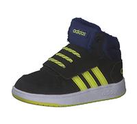 adidas Hoops Mid 2.0, Basketball Shoe Unisex bebé, Core Black/Acid Yellow/Victory Blue, 23 EU