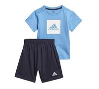 Adidas I Logo Sum Set Tracksuit, Unisex bebé, Top:Lucky Blue/White Bottom:Legend Ink f17/white, 6-9M