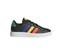 adidas Kids' Zapatilla Grand Court Lifestyle Tennis Lace-Up, Core Black/Lucid Blue/Court Green, 39 1/3