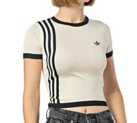 Adidas Knitted 3s Tee Top Crudo/Negro Mujer, gris, XXS