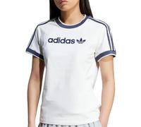 adidas Linear Cali - Camiseta para mujer, blanco, XXS