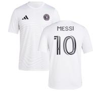 adidas Lionel Messi Inter Miami CF # 10 Camiseta para mujer con nombre de jugador y número, Blanco, L