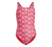adidas Logo Graphic V-Back Swimsuit Kids Traje de baño de una Sola Pieza, Semi Lucid Red/Lucid Pink, 7-8 Years para Niñas