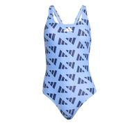 adidas Logo Graphic V-Back Swimsuit Traje de baño de una Sola Pieza, Blue Fusion/Dark Blue, 34 para Mujer