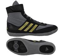 adidas Men's Combat Speed 5 Wrestling Shoe, Grey/Black/Metallic Gold, 4