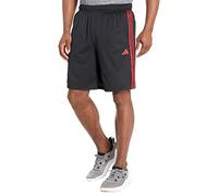 Adidas Men's Essentials Pique 3-Stripes Training Shorts, Black/Better Scarlet, Large