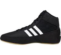 adidas Men's Boy's HVC2 Wrestling Mat Shoe Ankle Strap (Black/White, 10)