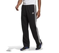 adidas Men's Standard Essentials Fleece Open Hem 3-Stripes Pants, Black, X-Large