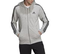 adidas Men's Standard Essentials French Terry 3-Stripes Full-Zip Hoodie, Medium Grey Heather/Black, X-Large