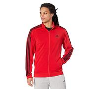 adidas Men's Standard Essentials Warm-Up 3-Stripes Track Top, Scarlet/Black, Small