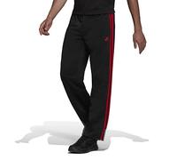 adidas Men's Standard Essentials Warm-Up Open Hem 3-Stripes Tracksuit Bottoms, Black/Scarlet, X-Small