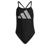 adidas Mujer 3 Bar Logo Print Swimsuit, Black/White, 40