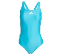 adidas Mujer 3 Stripes C-Back Swimsuit, Lucid Cyan/White, 32